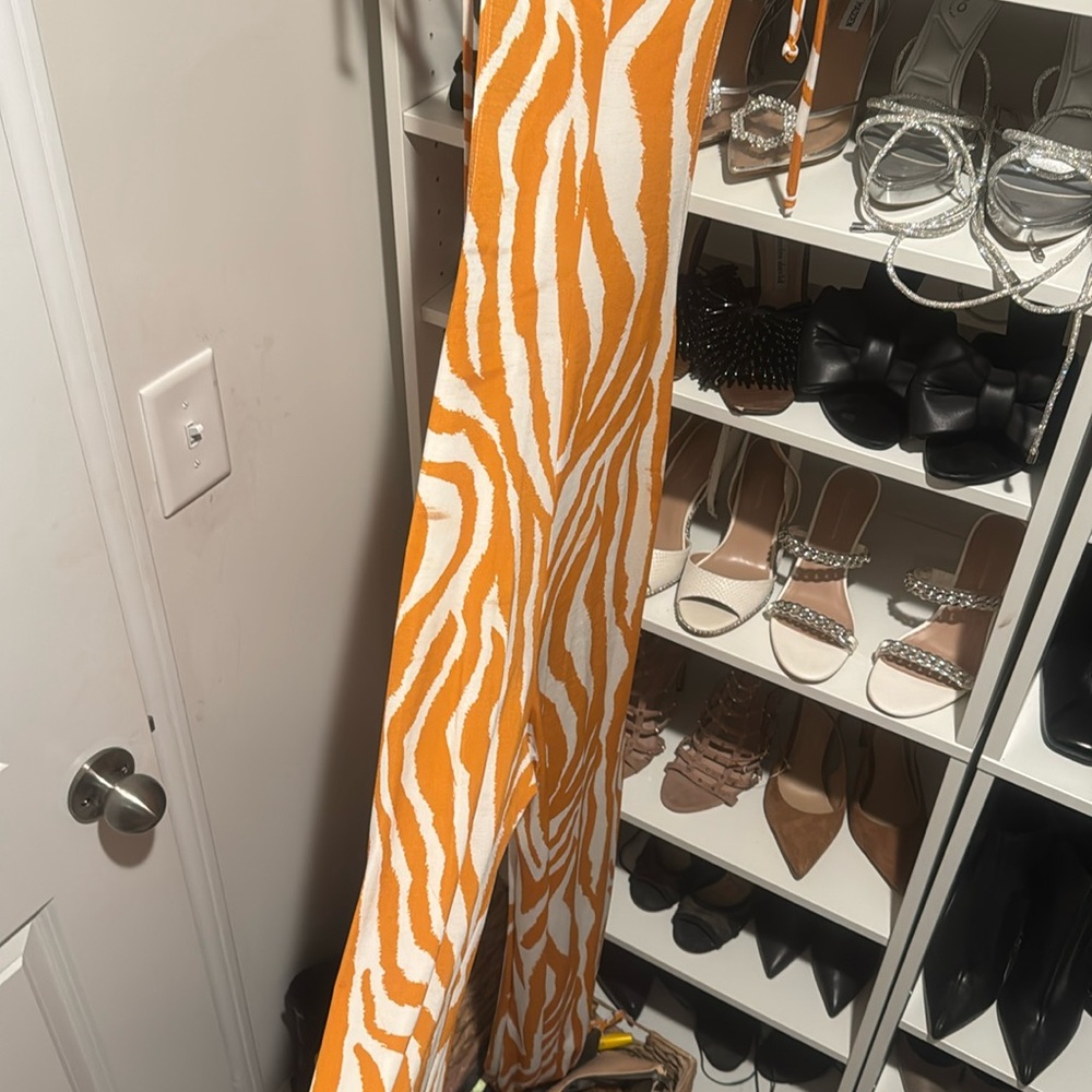 Orange stripe jumper with slit on sides